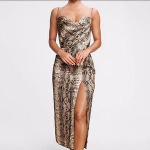 NWT Meshki Kimberly Cowl Front Midi Dress